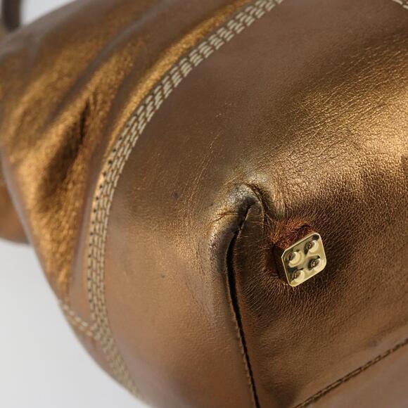 LOEWE Anagram Justa Hand Bag Leather Bronze Gold Auth 148910